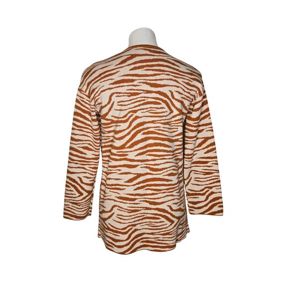 LOFT OUTLET Zebra Print Long Cardigan Orange & White Size SP - Picture 2 of 15